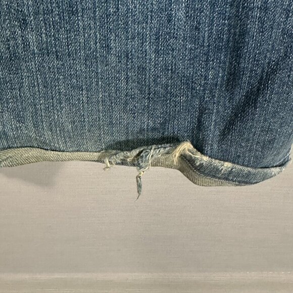 7 For All Mankind Jeans Mens 33 Bootcut Cotton Pockets Holes Distressed Fray Hem - Picture 14 of 16